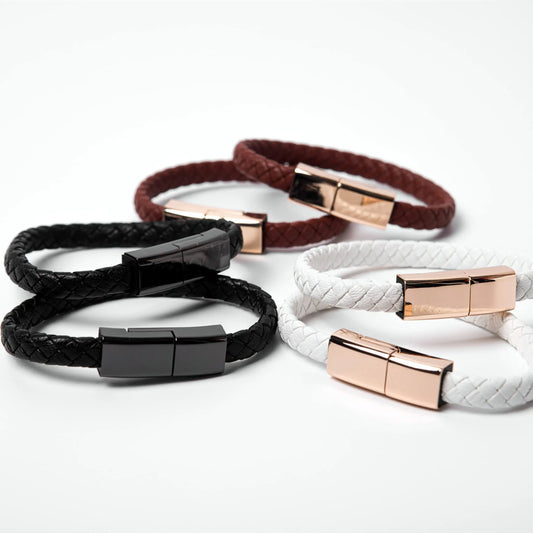 Leather Bracelet Charger – USB Charging Cable & Data Transfer Cord | Braided Portable Cable for iPhone, Samsung, Huawei, Xiaomi