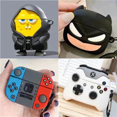 Cute Cartoon AirPods Case – Spongebob, Nintendo, Xbox & Batman | Silicone Protective Cover for AirPods 1/2/3/Pro/Pro 2