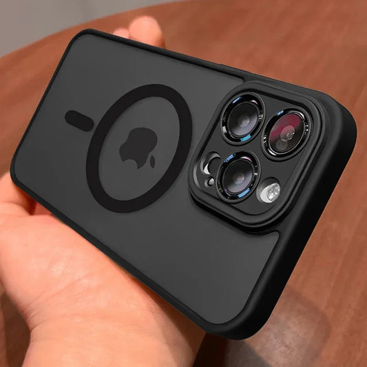 Magnetic Matte Armor Case for iPhone 17 16 15 14 13 12 Pro Max Plus – Shockproof, Translucent, Magsafe-Compatible, Wireless Charging Cover