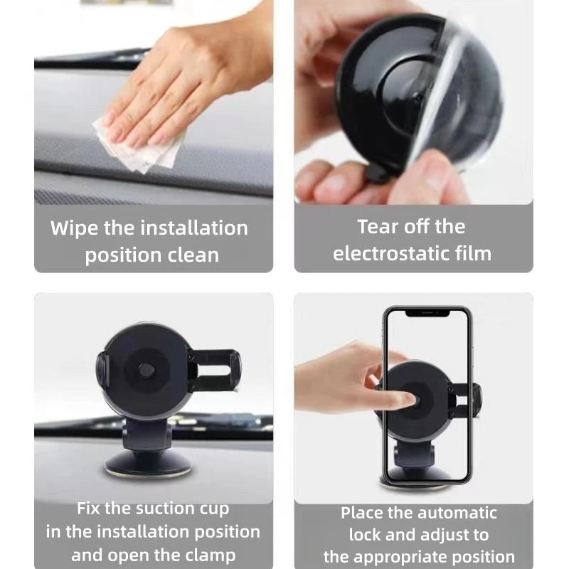 Universal Car Phone Holder – Windshield & Dashboard Mount | Adjustable Cell Phone Stand for All Smartphones