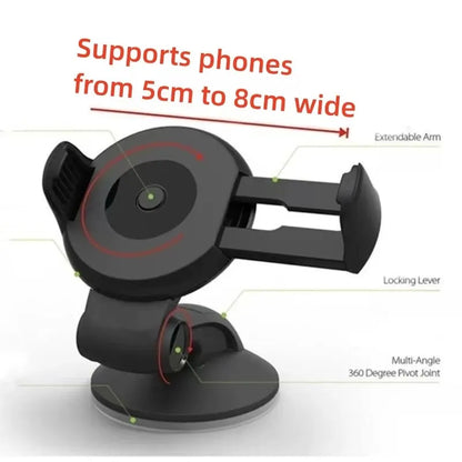 Universal Car Phone Holder – Windshield & Dashboard Mount | Adjustable Cell Phone Stand for All Smartphones
