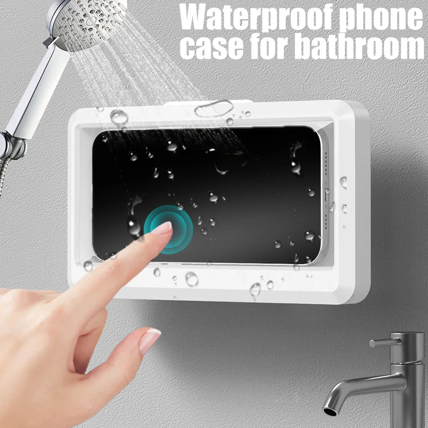Waterproof Shower Phone Holder Case – 360° Rotation, Anti-Fog, Wall Mount, Touch Screen Compatible for iPhone, Samsung, Xiaomi, Universal 6.8-Inch