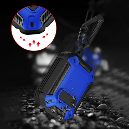 Carbon Fiber AirPods Pro Case – Shockproof Protective Cover with Carabiner & Security Lock | Fits AirPods Pro / Pro 2