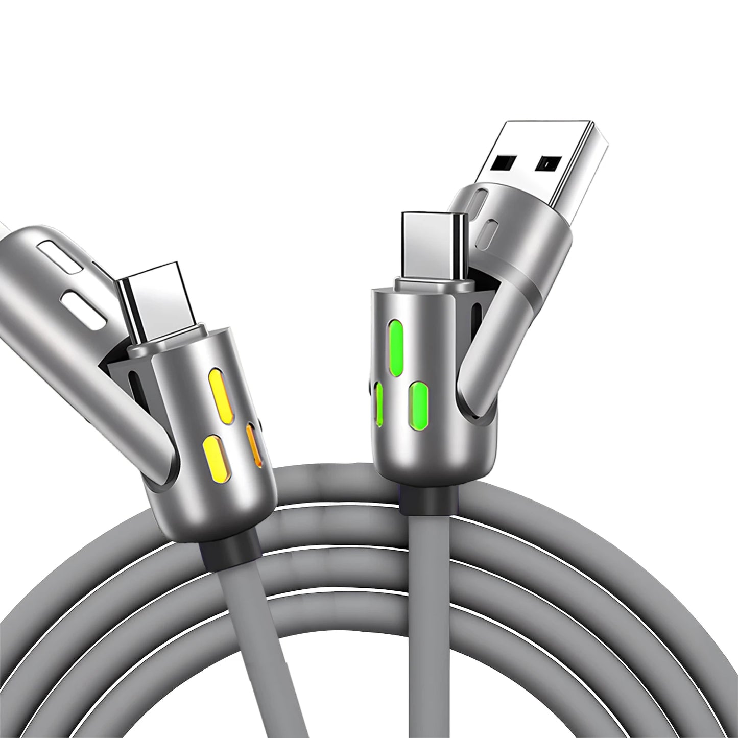 4 in 1 Functional 240W Super Fast Charge USB Type C Liquid Silicone Aluminum Alloy Data Cable For iPhone Huawei Samsung Xiaomi
