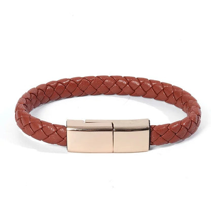 Leather Bracelet Charger – USB Charging Cable & Data Transfer Cord | Braided Portable Cable for iPhone, Samsung, Huawei, Xiaomi