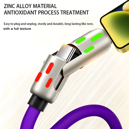 4 in 1 Functional 240W Super Fast Charge USB Type C Liquid Silicone Aluminum Alloy Data Cable For iPhone Huawei Samsung Xiaomi