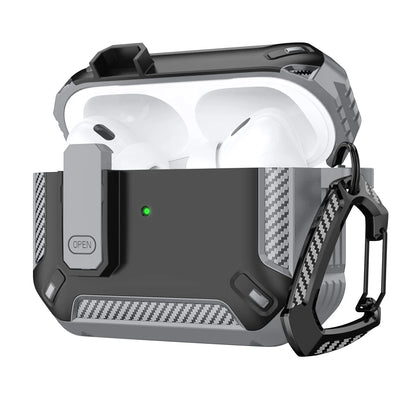 Carbon Fiber AirPods Pro Case – Shockproof Protective Cover with Carabiner & Security Lock | Fits AirPods Pro / Pro 2
