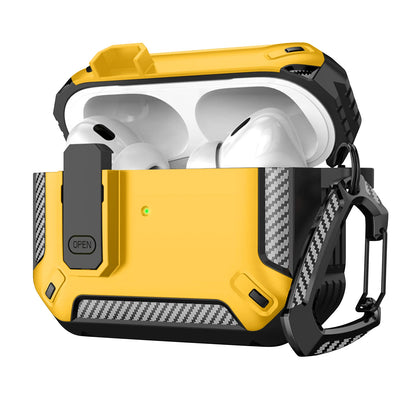 Carbon Fiber AirPods Pro Case – Shockproof Protective Cover with Carabiner & Security Lock | Fits AirPods Pro / Pro 2