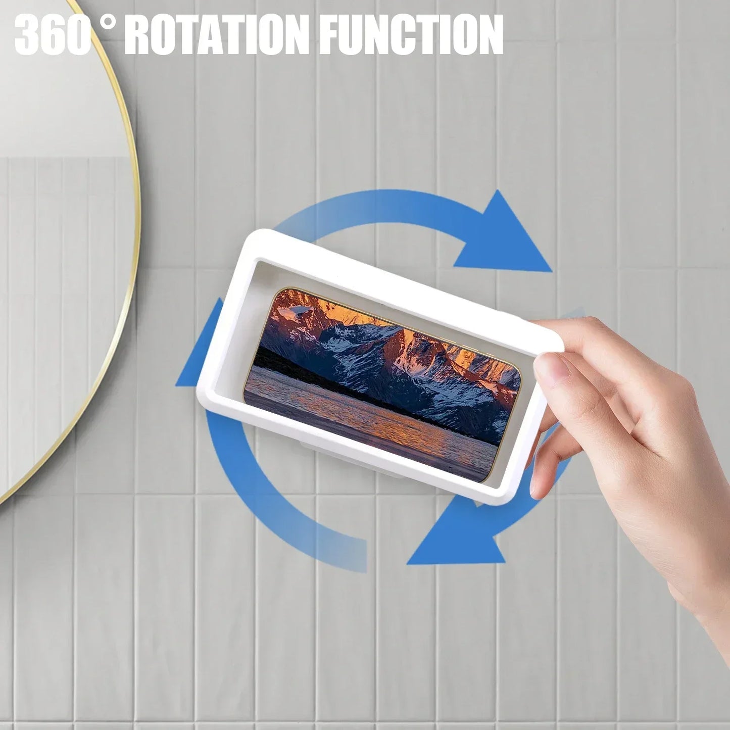 Waterproof Shower Phone Holder Case – 360° Rotation, Anti-Fog, Wall Mount, Touch Screen Compatible for iPhone, Samsung, Xiaomi, Universal 6.8-Inch
