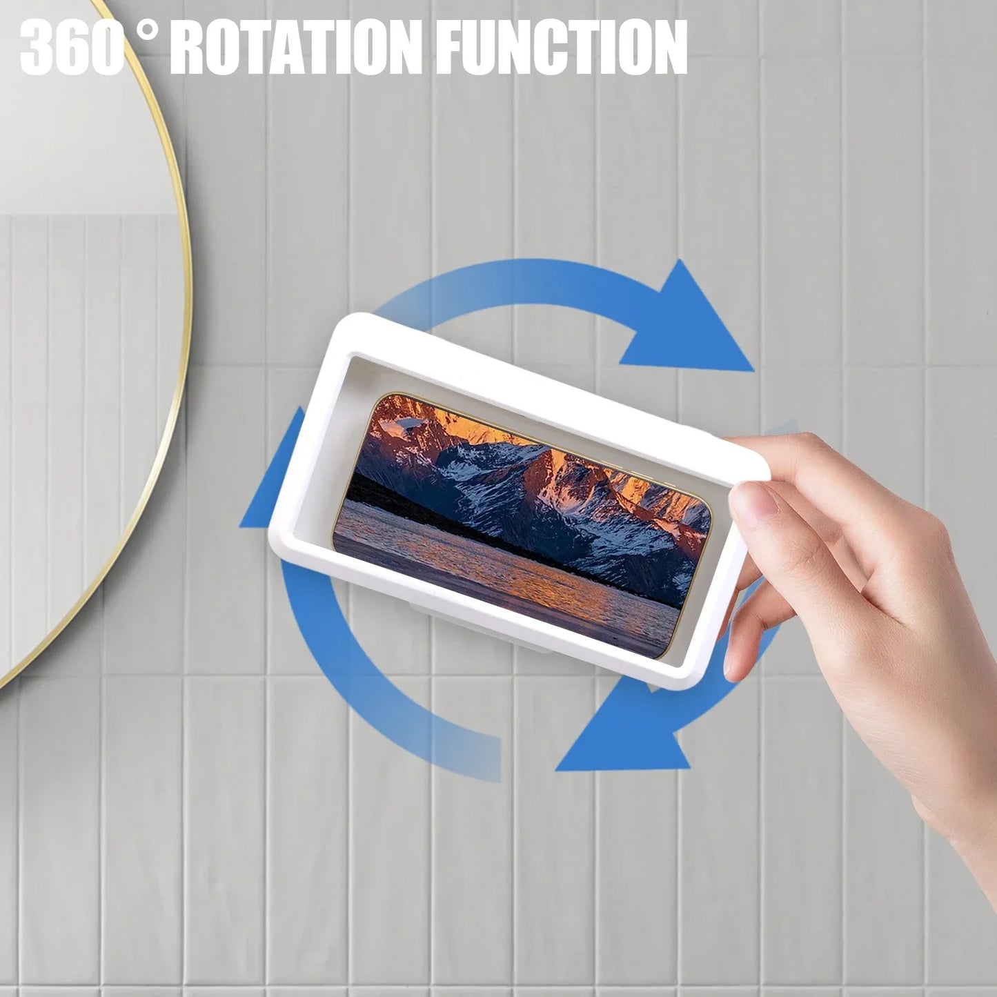 Waterproof Shower Phone Holder Case – 360° Rotation, Anti-Fog, Wall Mount, Touch Screen Compatible for iPhone, Samsung, Xiaomi, Universal 6.8-Inch