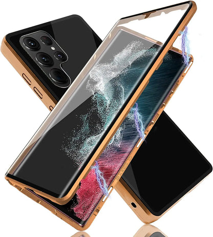 Anti-Peeping Magnetic Case for Samsung – Double-Sided Tempered Glass Privacy Cover | Fits S25, S24, S23, S22, S21 Ultra, Note 20, S23 FE
