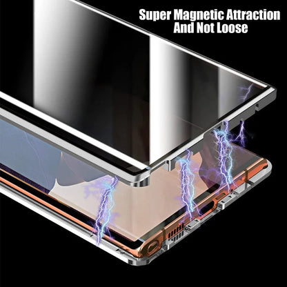 Anti-Peeping Magnetic Case for Samsung – Double-Sided Tempered Glass Privacy Cover | Fits S25, S24, S23, S22, S21 Ultra, Note 20, S23 FE