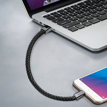 Leather Bracelet Charger – USB Charging Cable & Data Transfer Cord | Braided Portable Cable for iPhone, Samsung, Huawei, Xiaomi